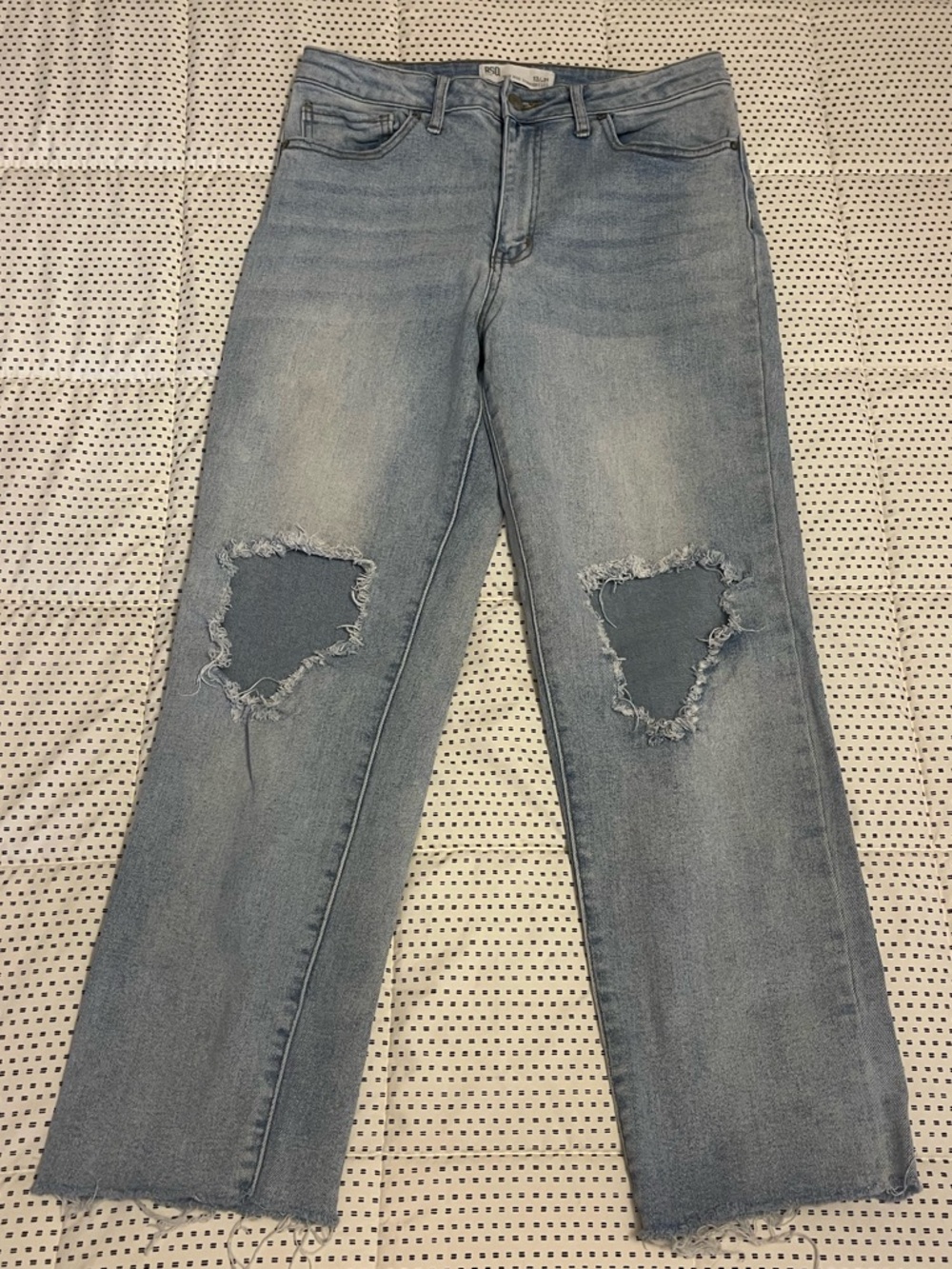RSQ Light Blue Distressed High Rise Straight-Leg Jeans